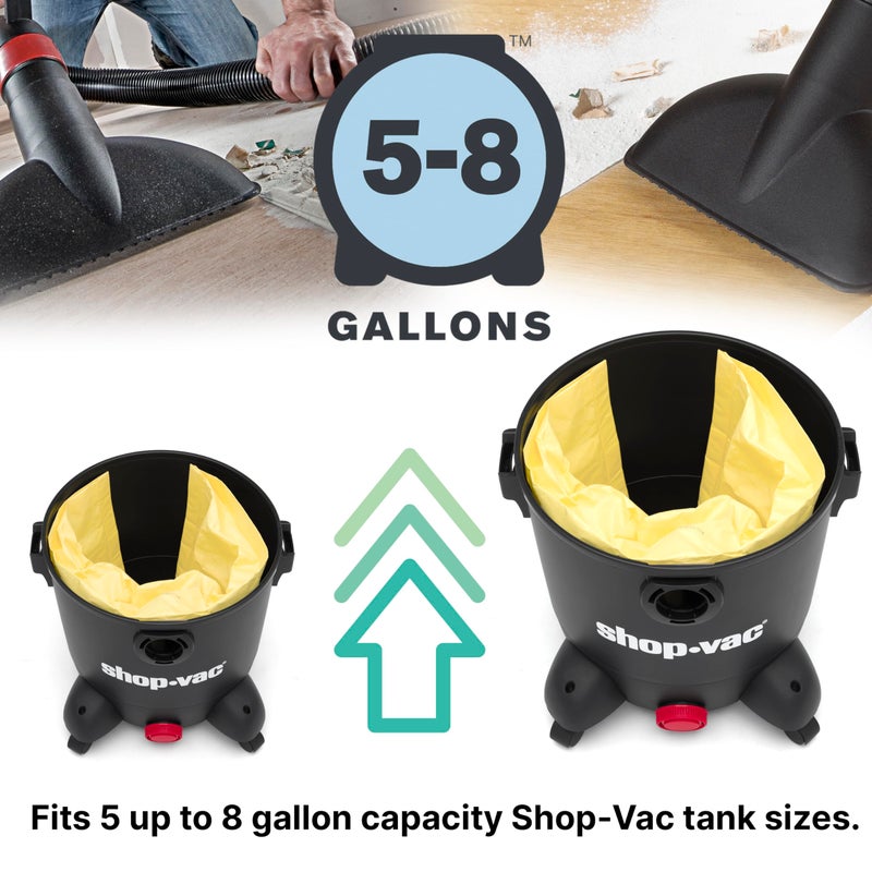 SHOPVAC أكياس فلتر مكنسة كهربائية قابلة للتخلص عالية الكفاءة من شوب-فاك 9067133، تناسب خزانات سعة 5-8 جالون، تحسين الترشيح والتحكم في الغبار، (عبوة 2)  - Image 5